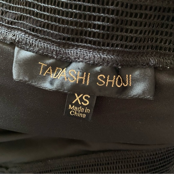 TADASHI SHOJI BLACK RIBBED ONE SHOULDER FLARE MERMAID BOTTOM DRESS GOWN - Picture 8 of 10